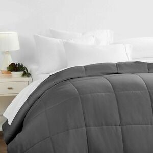 Down Comforter King Size Alternative Lightweight Dark Gray Ultra Soft #082